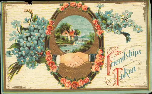 Ansichtskarte  USA - Friendship Token 1910 Goldrand/Prägekarte