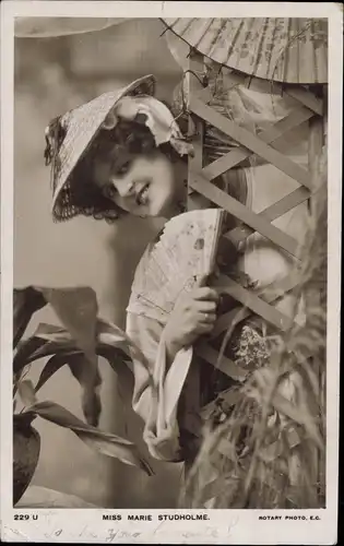 Ansichtskarte  MISS MARIE STUDHOLME. Frau Fächer 1907