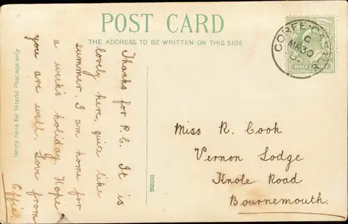 Postcard Swanage Durlston Bay, Swanage, Panorama 1909