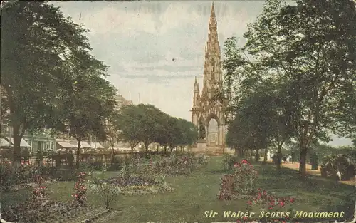 Postcard Edinburg Dùn Èideann Sir Walter Scott's Monument. 1907