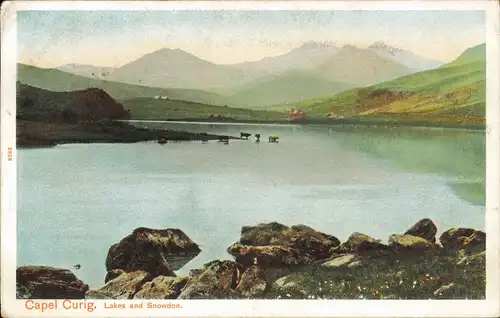 Postcard Capel Curig Lakes and Snowdon - Wales 1907