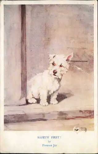 Ansichtskarte  Tiere - Hunde Dog - kleine, Safety First - Florence Jay 1908