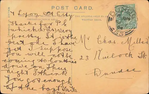 Postcard Kirriemuir Cortachy Castle (Burg Ansicht) 1904