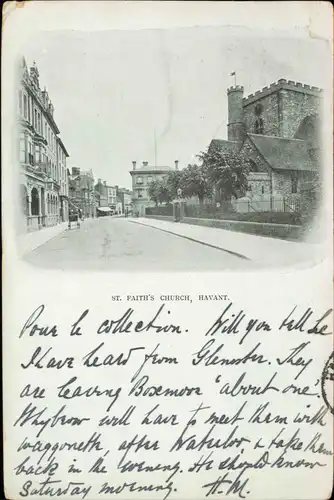 Postcard Havant ST. FAITH'S CHURCH, Street View, Ortsansicht 1902