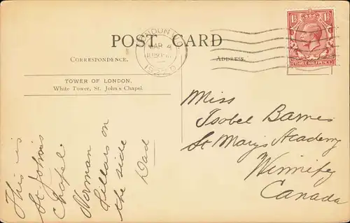 Postcard London Tower of London, Inside View, Innenansicht 1927