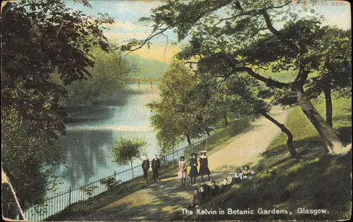 Postcard Glasgow The Kelvin in Botanic Garden 1906