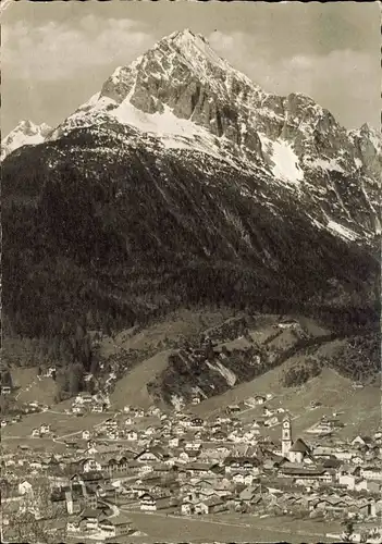 Ansichtskarte Mittenwald Panorama gegen Wettersteinspitze 1960