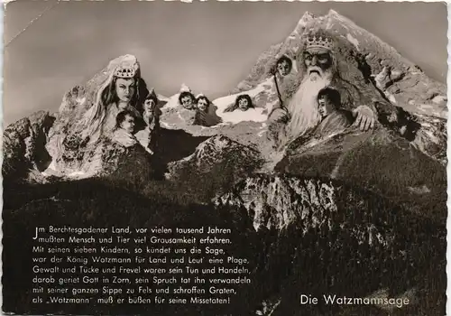 Ansichtskarte Berchtesgaden Watzmann Watzmannsage, personifizierte Berge 1960