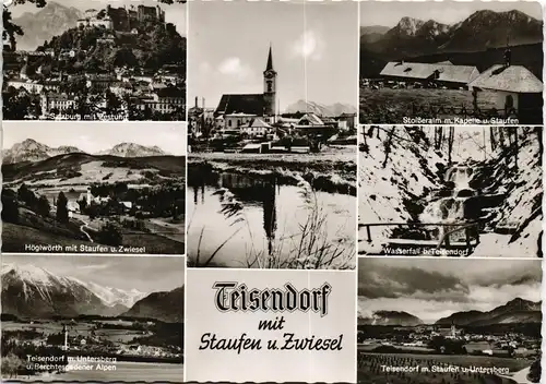 Teisendorf Mehrbildkarte mit 7 Umland- und Stadtteilansichten 1960