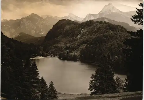 Ansichtskarte Füssen Umland Panorama mit Hotel-Gaststätte Alatsee 1950