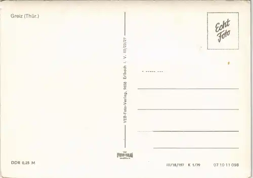 Ansichtskarte Greiz Panorama-Ansicht, Ort in Thüringen, DDR Ansicht 1979