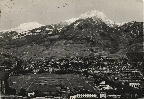 Meran Merano Panorama-Ansicht, Gesamtansicht mit Berg-Panorama 1956