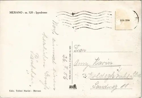 Meran Merano Panorama-Ansicht, Gesamtansicht mit Berg-Panorama 1956