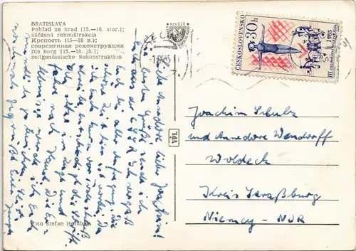 Postcard Pressburg Bratislava Burg Bratislava Hrad 1965