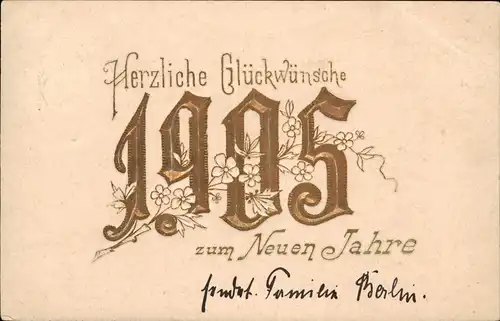 Glückwunsch Neujahr/Sylvester Geprägte Jahreszahl 1905 Goldrand/Prägekarte