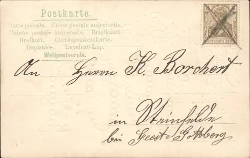 Neujahr/Sylvester Geprägte & verzierte Jahreszahl 1904 Goldrand/Prägekarte