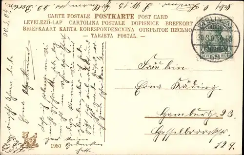 Glückwunsch Ostern / Easter Mädchen u. Küken Künstlerkarte 1907