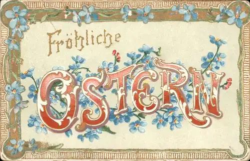 Ansichtskarte  Glückwunsch Ostern / Easter Veilchen Große Buchstaben 1908