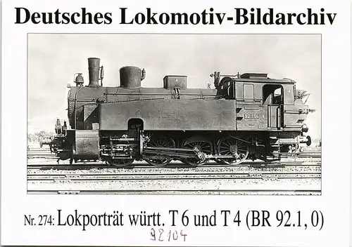Dampflokomotive Eisenbahn Lokporträt württ. T6 und T4 (BR 92.1,0) 1995