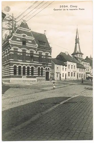 Postkaart Ciney Ciney Quartier de la nouvelle Poste 1910