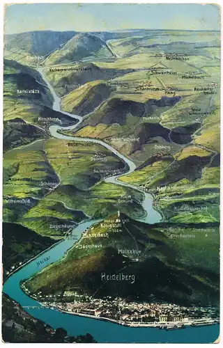 Ansichtskarte Heidelberg Landkarten AK 1913