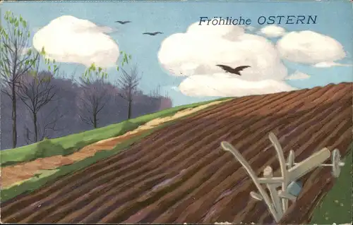 Ansichtskarte  Glückwunsch Ostern / Easter - auf dem Feld 1915