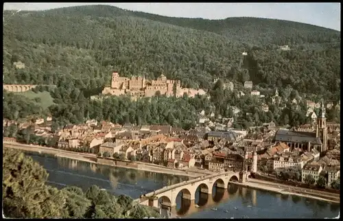 Ansichtskarte Heidelberg Panorama Ansicht Blick vom Philosophenweg 1957