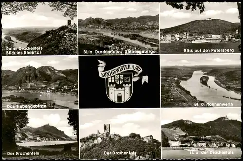 Königswinter Mehrbild-AK mit 9 Umland-/Ortsansichten ua. Rhein 1960