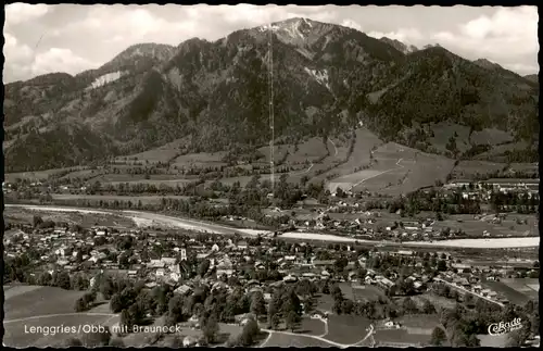 Ansichtskarte Lenggries Luftaufnahme Luftbild mit Brauneck 1960