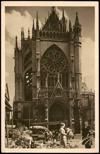 CPA Metz Dom-Portal Kathedrale, Marktstände davor 1940