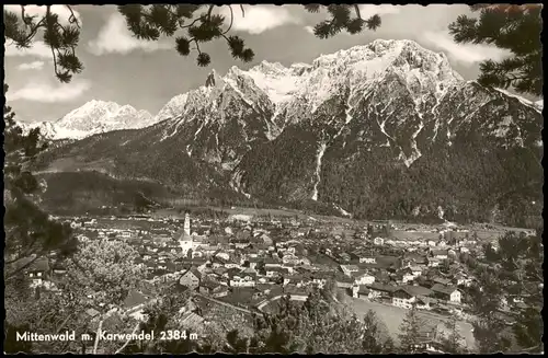 Ansichtskarte Mittenwald Mittenwald Panorama m. Karwendel Berge 1960