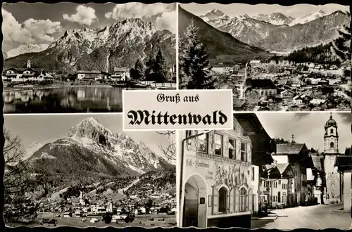 Ansichtskarte Mittenwald Mehrbildkarte mit 4 Ortsansichten 1960