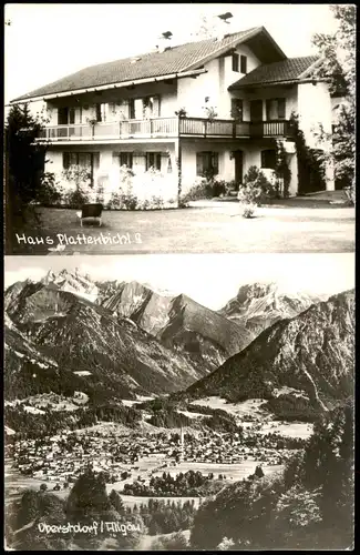 Oberstdorf (Allgäu) 2-Bild-Karte Haus Plattnrbichl und Panorama 1960