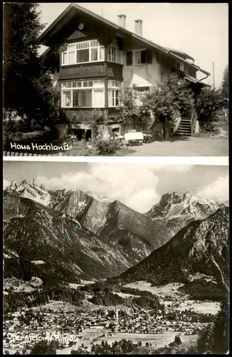 Oberstdorf (Allgäu) 2-Bild-Karte mit Panorama und Haus Hochland 1960