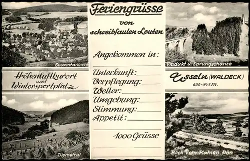 Usseln-Willingen (Upland) Mehrbild-AK Feriengrüsse mit 4 Ortsansichten 1963