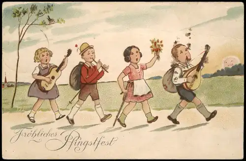 Pfingsten Musizierende Wandergruppe 1926   gelaufen nach Friedersdorf