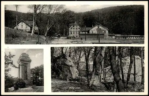 Wittmar (Lk Wolfenbüttel) Waldwirtschaft Zur Asse, Bismarcksäule 1958