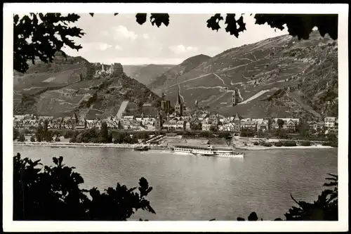 Ansichtskarte Bacharach Stadt mit Rheindampfer 1957