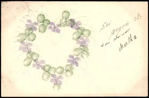 Ansichtskarte  Künstlerkarte Blumen-Herz, Heart Flower 1910