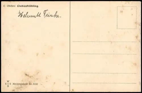 Menschen/Soziales Leben - Liebespaare Liebesfrühling Mann und Frau auf Bank 1913