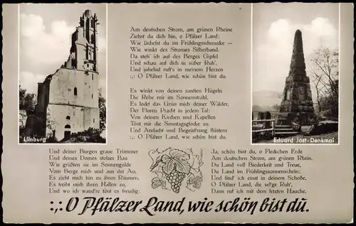 Deutschland Rheinland-Pfalz Liedtext O Pfälzer Land wie schön bist du 1959