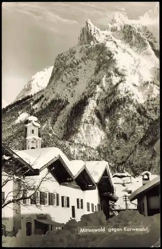 Ansichtskarte Mittenwald Panorama-Ansicht Häuser gegen Karwendel 1959