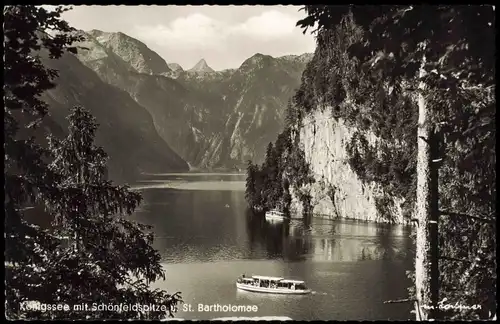 Schönau am Königssee Königssee mit Schönfeldspitze u St. Bartholomae 1962