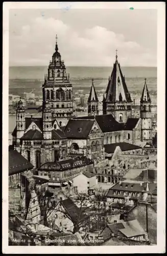 Ansichtskarte Mainz Stadt Panorama Domblick vom Stefansturm 1952