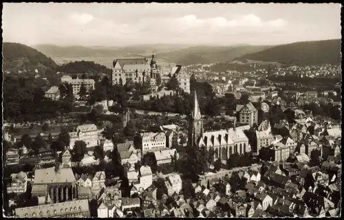 Marburg an der Lahn Luftbild Stadt Panorama vom Flugzeug aus 1960