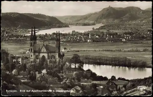 Ansichtskarte Remagen Blick auf Apollinariskirche u. Siebengebirge 1957