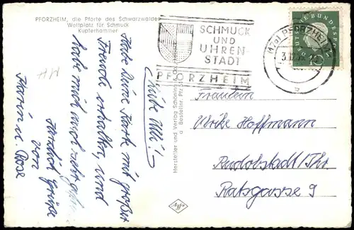 Ansichtskarte Pforzheim Pforte Schwarzwald - Text 1959