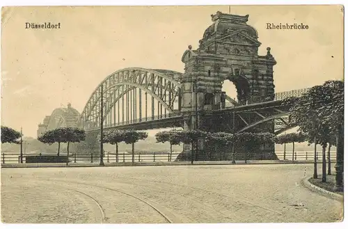 Ansichtskarte Düsseldorf Rheinbrücke 1921