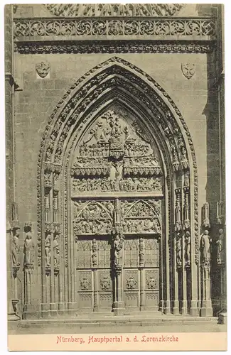 Ansichtskarte Nürnberg Lorenzkirche, Portal 1913