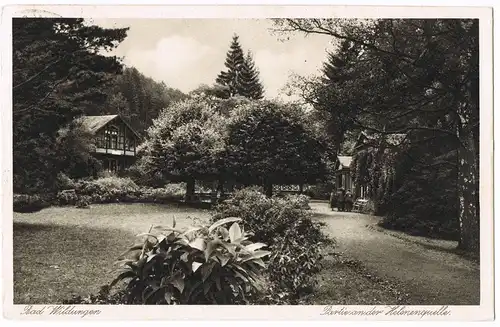 Ansichtskarte Bad Wildungen Park Partie an der Helenenquelle 1929